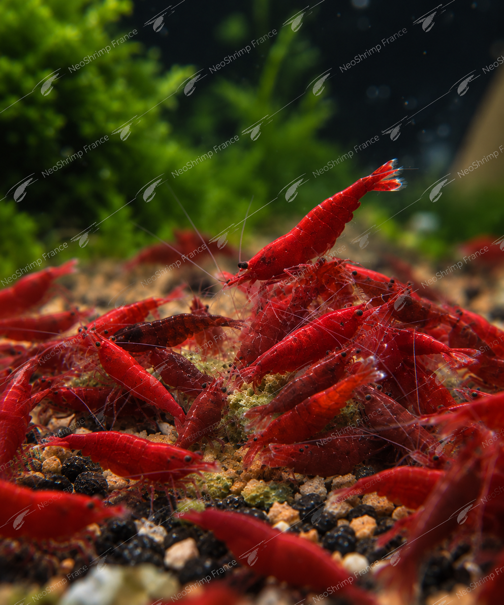 Neocaridina Bloody Mary – Lot de 20 + 2 offertes